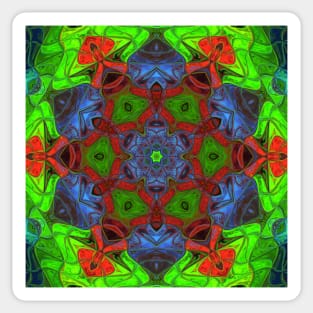 Mosaic Mandala Flower Red Green and Blue Sticker